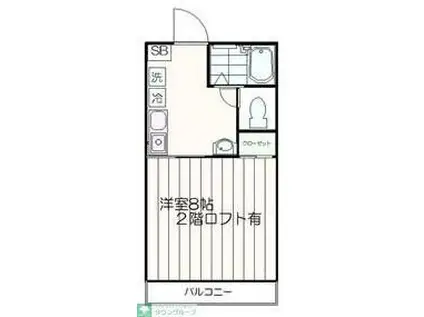 カメリエA(1K/1階)の間取り写真