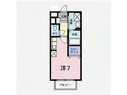 ペニーレインII(ワンルーム/1階)の間取り写真