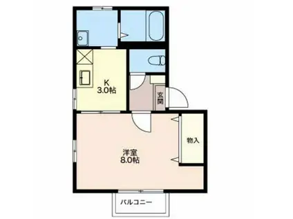 プラティーヌメゾン(1K/2階)の間取り写真