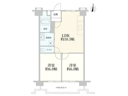 上高田四丁目団地2号棟(2LDK/11階)の間取り写真