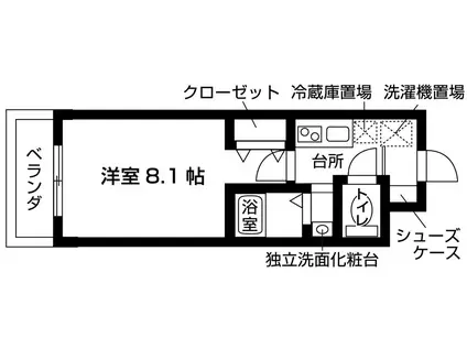 KCCフラット鞍馬口(1K/4階)の間取り写真