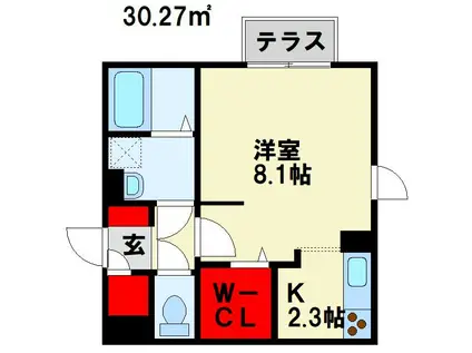 ヴィアンジュ黒崎(1K/2階)の間取り写真