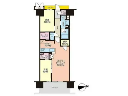 ローレルコート姫路大前通(2LDK/8階)の間取り写真