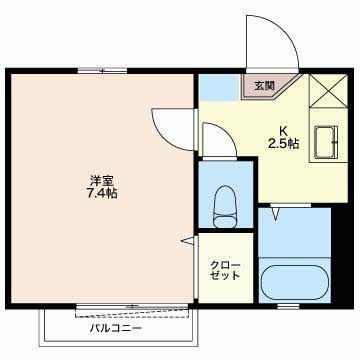 タウンコート中央(1K/2階)の間取り写真