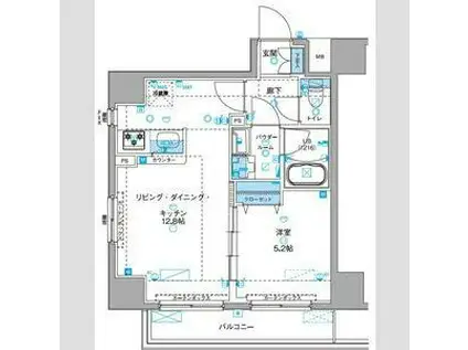 ジェノヴィア浅草IIIグリーンヴェール(1LDK/4階)の間取り写真