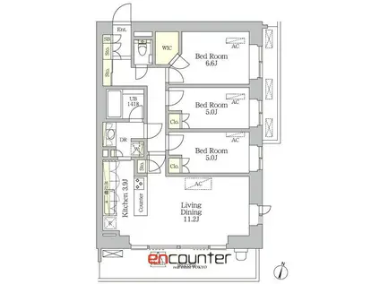 プラウド代々木初台(3LDK/2階)の間取り写真
