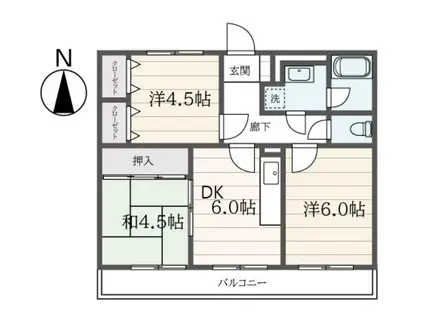 グリーンハイムつきみ野(3DK/2階)の間取り写真
