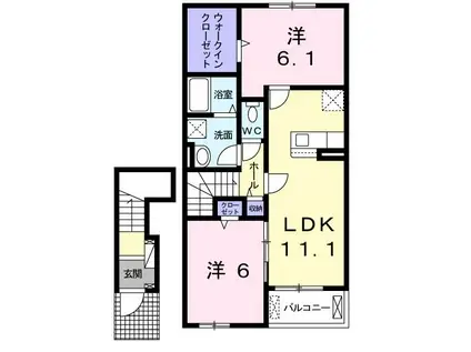 グランパレス カシマ II(2LDK/2階)の間取り写真