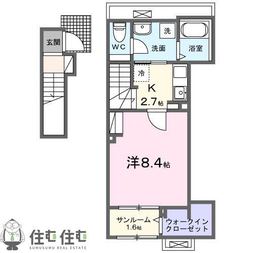 BELL大林(1K/2階)の間取り写真