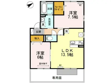 シャルムコート(2LDK/1階)の間取り写真