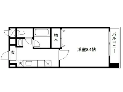 ハウスセゾン御所南(1K/6階)の間取り写真
