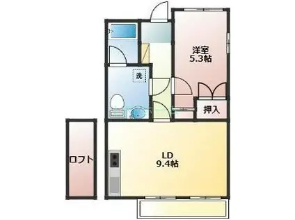 VILLA FLORESTA E棟(1LDK/3階)の間取り写真