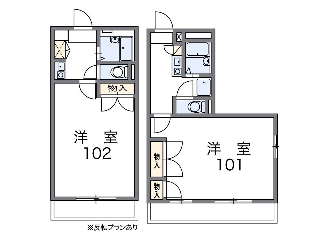 レオパレス飾西(1K/1階)の間取り写真