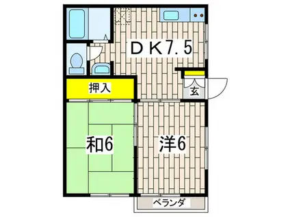 マリンライフII(2DK/1階)の間取り写真