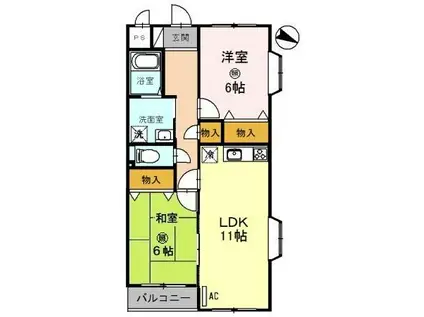 グレイスフル神前(2LDK/1階)の間取り写真