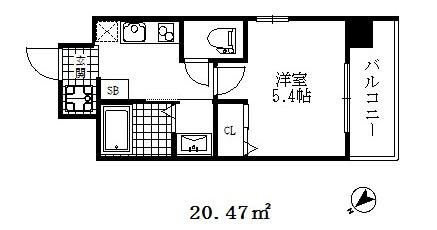 スプランディッド元町山手(1K/3階)の間取り写真