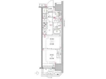 クレイシアIDZ川崎(2K/3階)の間取り写真