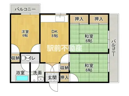 増田ビル(3DK/3階)の間取り写真