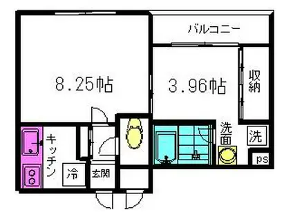サンライズ茨田(1DK/3階)の間取り写真