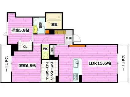 アヴェニール府中(1LDK/2階)の間取り写真