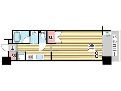 FLAT長田北町(1K/4階)の間取り写真