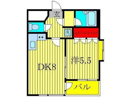 アーク柏中央(1DK/3階)の間取り写真