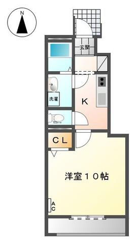 カモミール(1K/1階)の間取り写真