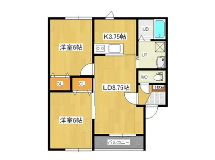 メゾン美山(2LDK/1階)の間取り写真