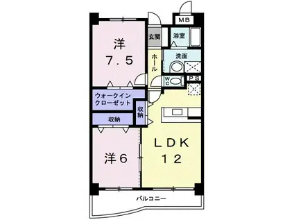 アズゥール(2LDK/1階)の間取り写真