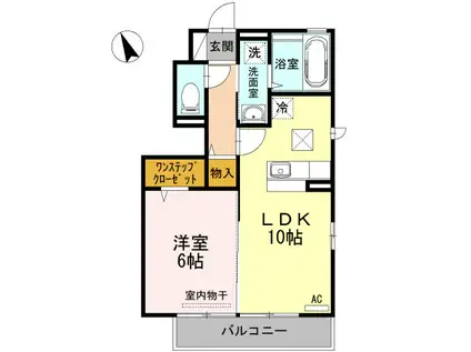ベイブランシェ C棟(1LDK/1階)の間取り写真