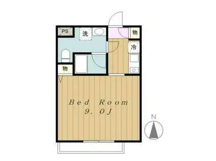 ビクトリーコートII(1K/1階)の間取り写真