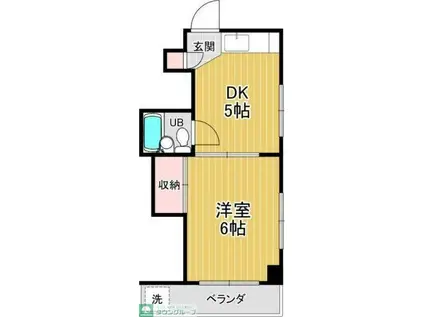 コーポ希望ヶ丘(1DK/2階)の間取り写真