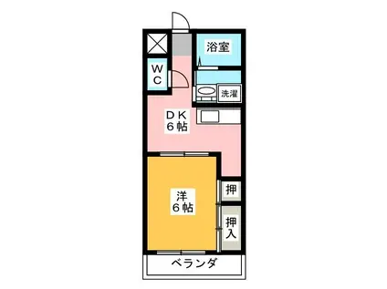 ミレニアム(1DK/3階)の間取り写真