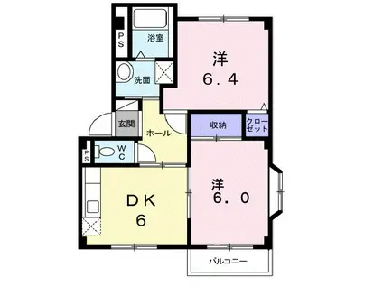 アルカディアII(2DK/2階)の間取り写真