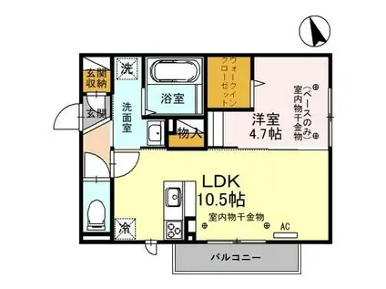 キューブ倉光(1LDK/1階)の間取り写真