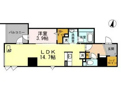 YS COURT東梅田(1LDK/9階)の間取り写真
