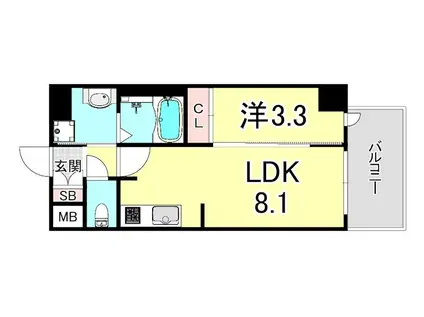 プレサンスブルーム新神戸(1LDK/5階)の間取り写真