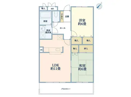 コーポラス弥生(2LDK/2階)の間取り写真