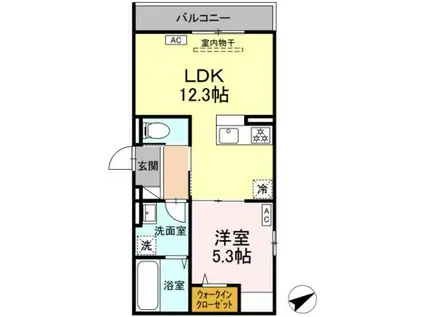 ONNELA 海老名(1LDK/2階)の間取り写真