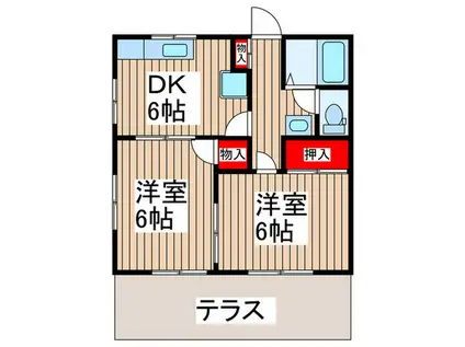 小川ハイツ(2DK/1階)の間取り写真