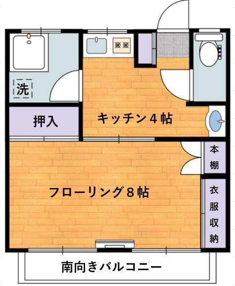 サニーハイムI(1K/2階)の間取り写真