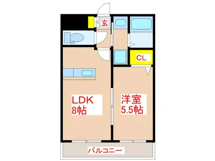 ヴェルビュー郡元(1LDK/4階)の間取り写真