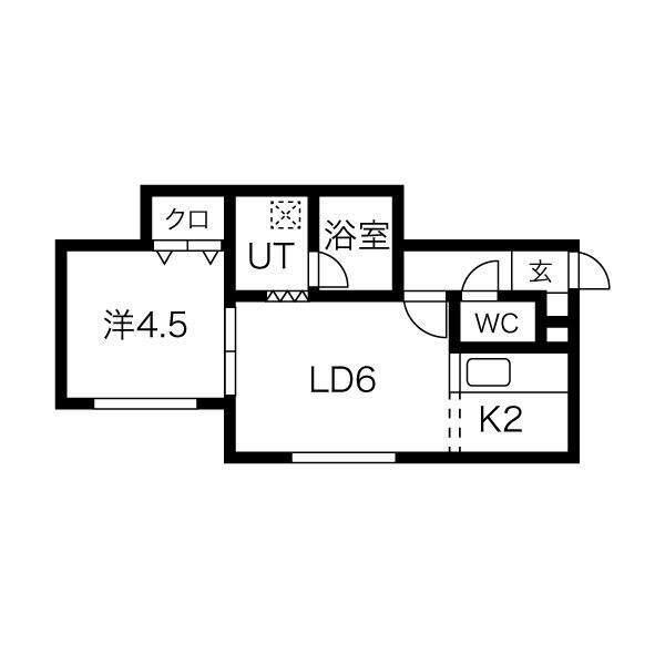 サークルI澄川A(1LDK/2階)の間取り写真