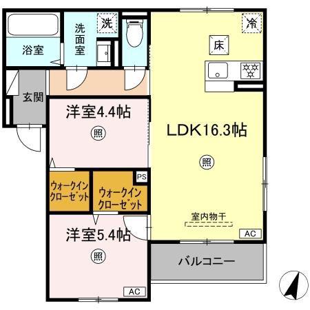 MERCI HAYA(2LDK/1階)の間取り写真