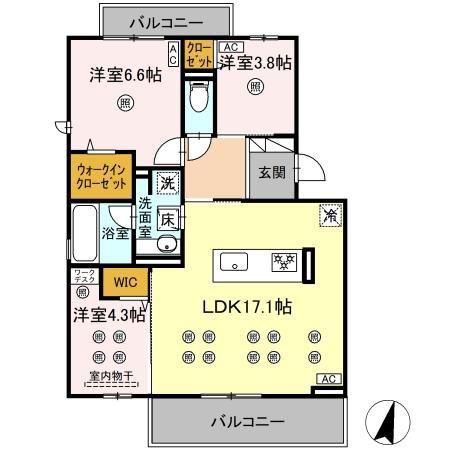 D-ROOM HILLS 泉台(3LDK/3階)の間取り写真