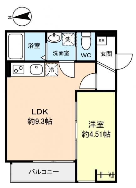 GRADUS八千代中央III(1LDK/1階)の間取り写真