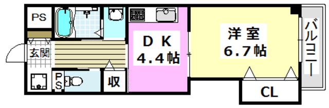 マンションクォーレ(1DK/1階)の間取り写真