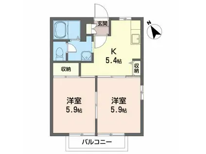 シャインスタ-T A(2K/2階)の間取り写真
