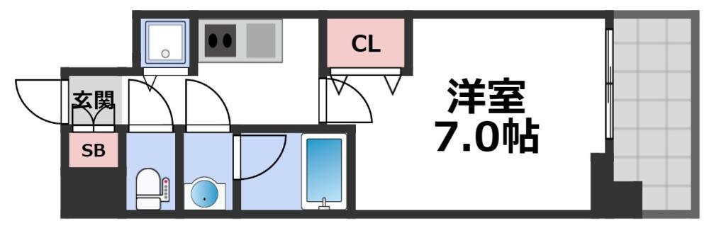ソルテラス OSAKA イースト GATE(1K/11階)の間取り写真