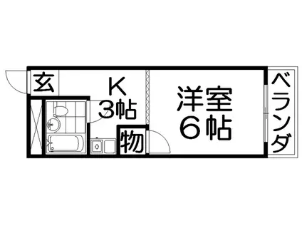 アロウンキャッスル(1K/2階)の間取り写真